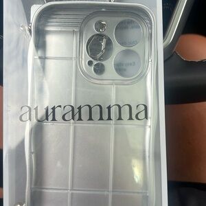 Auramma iPhone 14 Pro metallic stylish new silver case handle included box gift